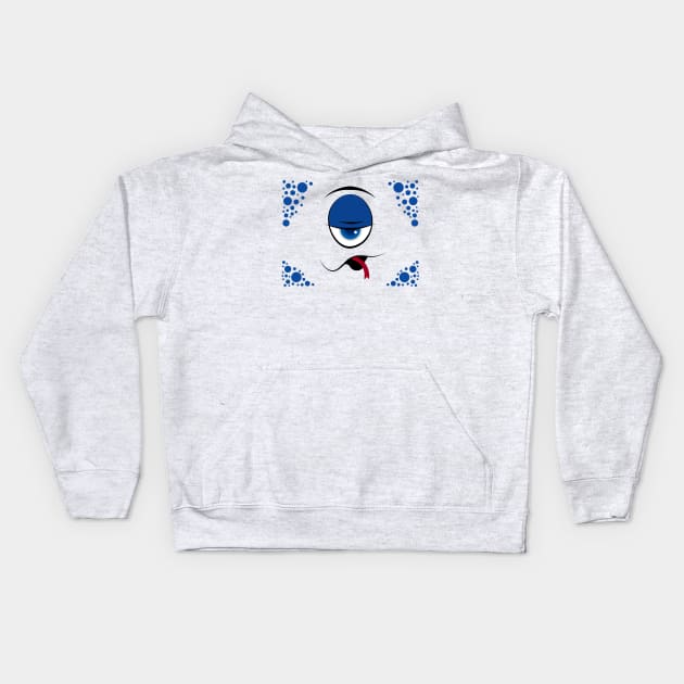 Cartoon one eyed face Kids Hoodie by Hispaniola-Fineart